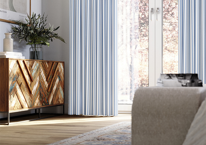 Lace Stripes, Vintage Blue - Made to Measure Curtains - Image 5